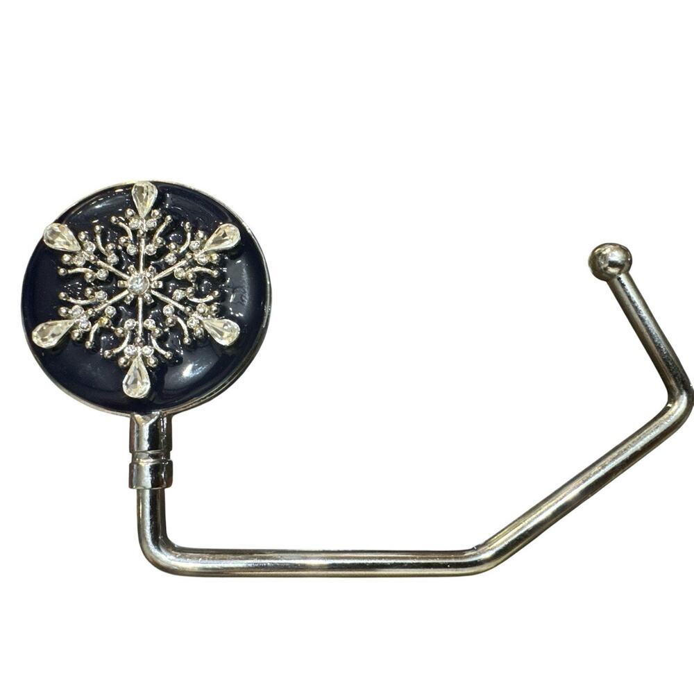 SPRING STREET SNOWFLAKE PURSE HANDBAG HOLDER TABLE HOOK WINTER RHINESTONES NEW